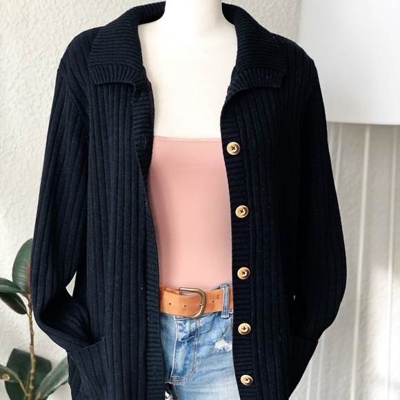 Black Button Up Cardi - Picture 2 of 3
